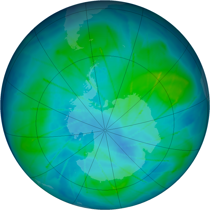 Antarctic ozone map for 10 February 2010